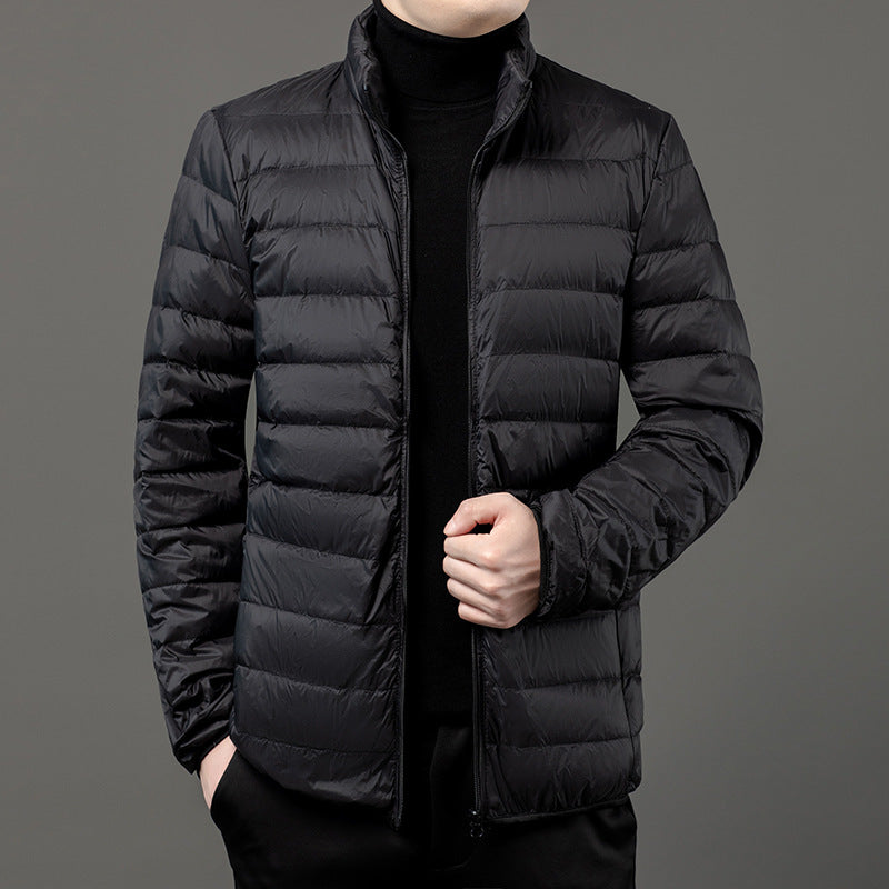 Men's Quilted Stand Collar Winter Puffer Jacket Lightweight Slim-Fit