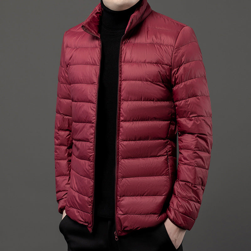 Men's Quilted Stand Collar Winter Puffer Jacket Lightweight Slim-Fit