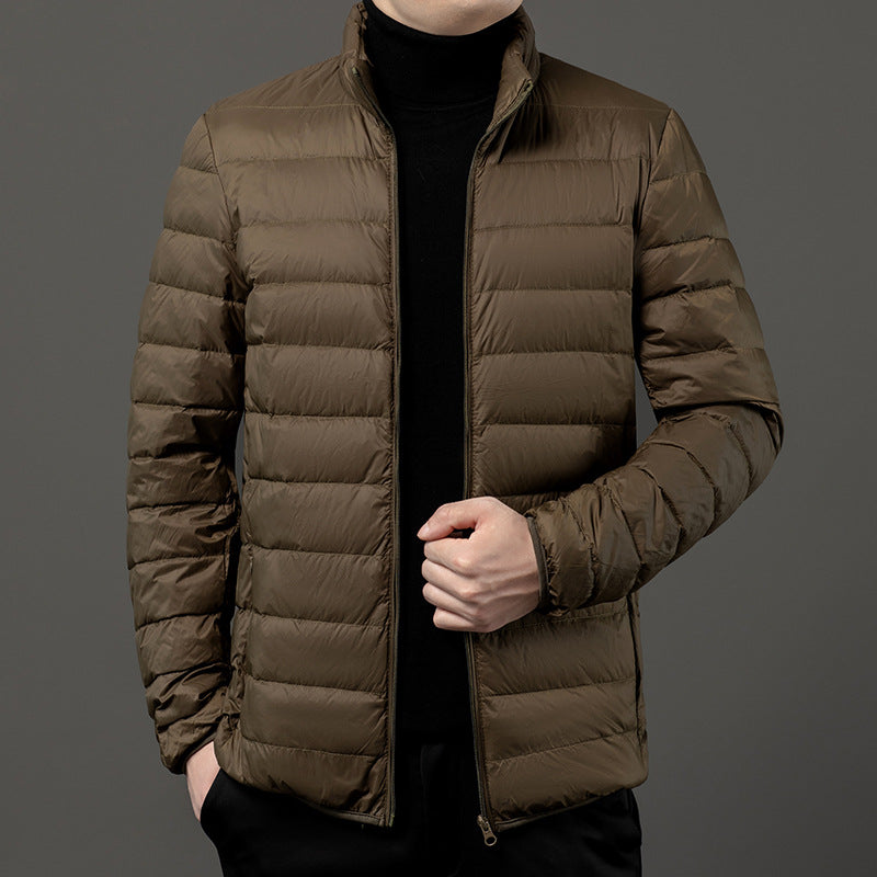 Men's Quilted Stand Collar Winter Puffer Jacket Lightweight Slim-Fit