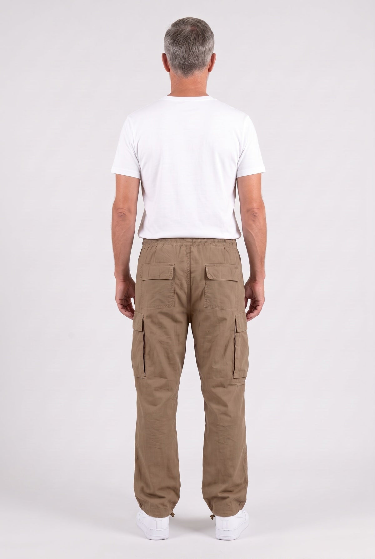 Men's Baggy Elastic Waist Cargo Trousers Side Pockets