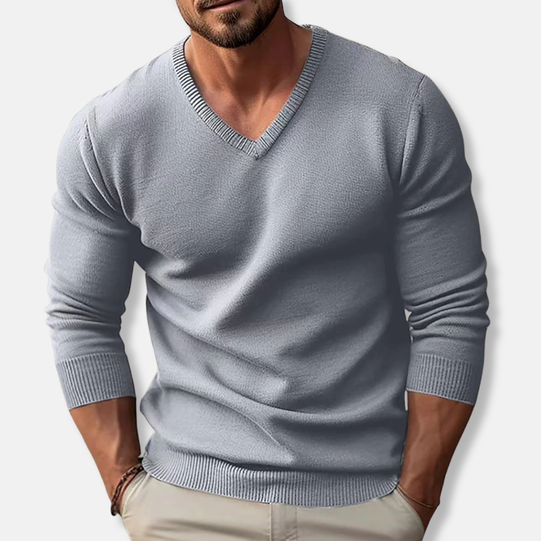 Men's V-Neck Knit Jumper Slim-Fit