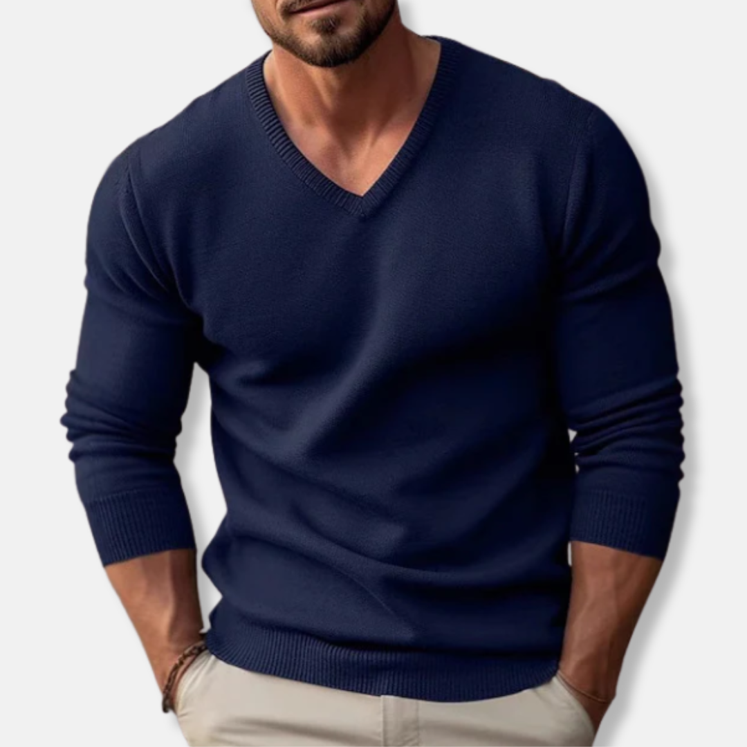 Men's V-Neck Knit Jumper Slim-Fit