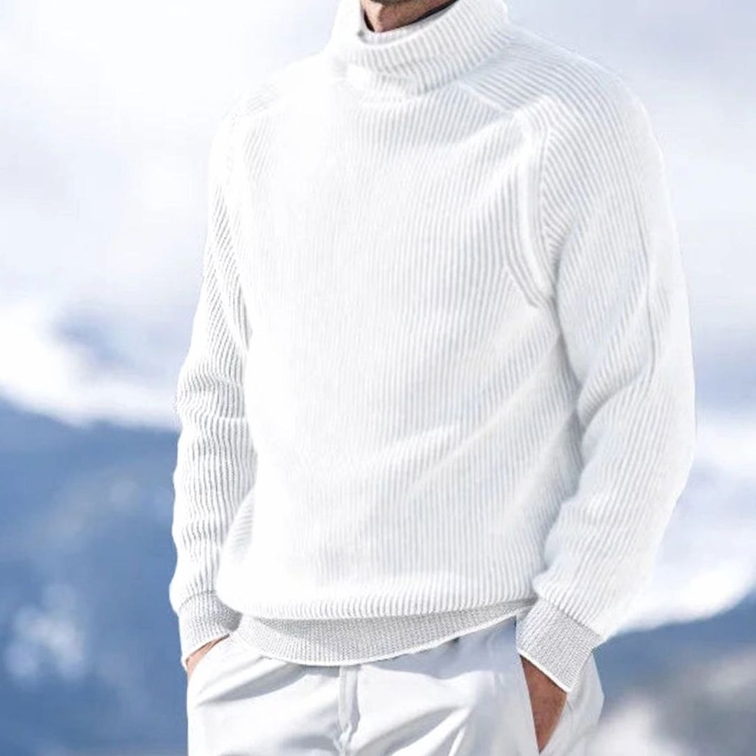 Men's Ribbed Roll-Neck Slim-Fit Knitted Jumper