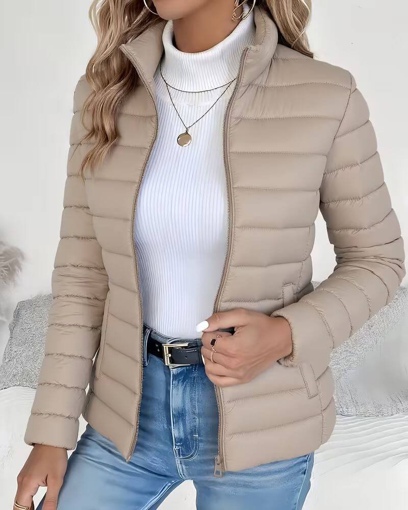 Women's Padded Winter Puffer Jacket Stand Collar Lightweight